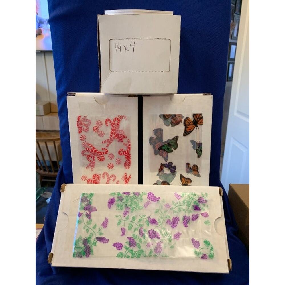 Set of 3 Designs Poly Gift or Soap Bags Christmas, Butterfly, Grapes With Ties
